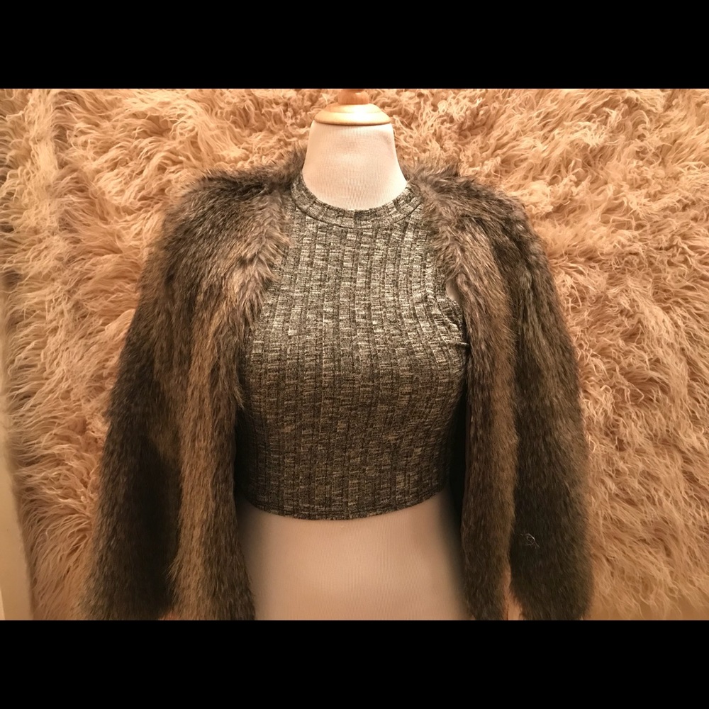H&M fur coat jacket